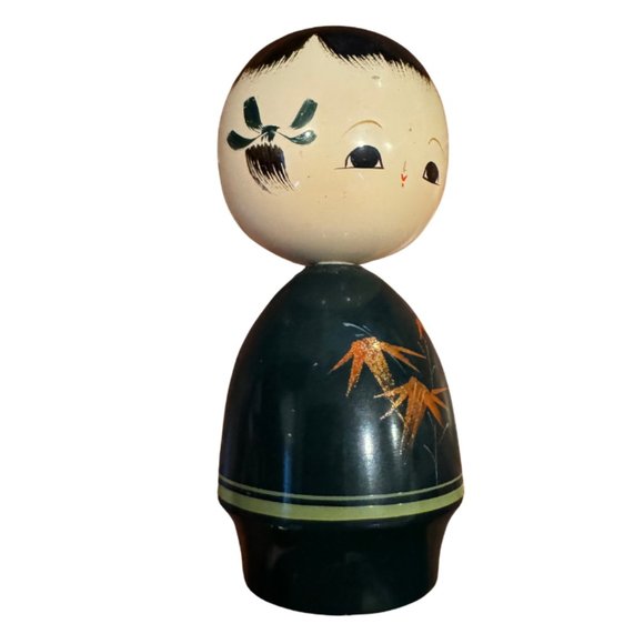 Vintage Genuine Wajima Lacquer Kokeshi Doll Set of 2 (Girl & Boy) - Picture 2 of 11